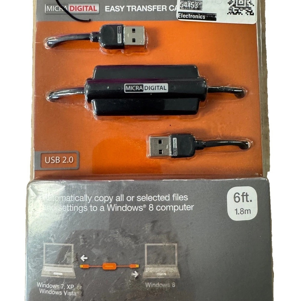 Micra Digital Easy Transfer Cable for Windows 8 USB 2.0 6ft 1.8m MD0001